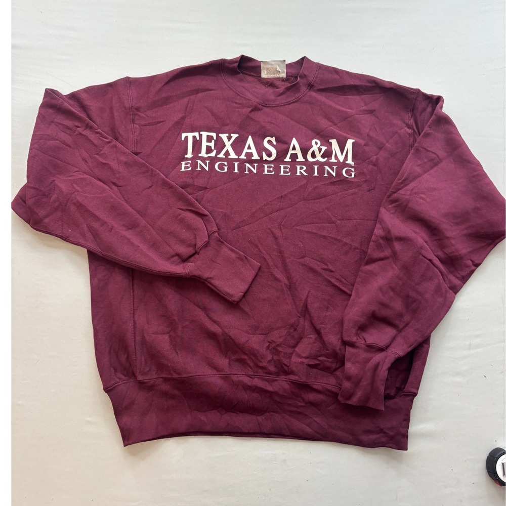 Vintage Lee Cross Grain Texas A&M Engineering Sweatshirt XL Maroon Made in USA